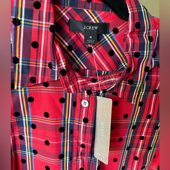 J Crew plaid dot shirt, size 4 - Picture 9 of 9